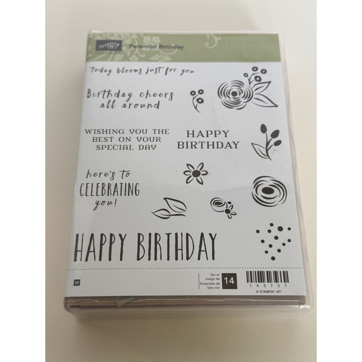 Stampin Up Wood Mounted Stamp Set Perennial Birthday Card Making Sentiments Word