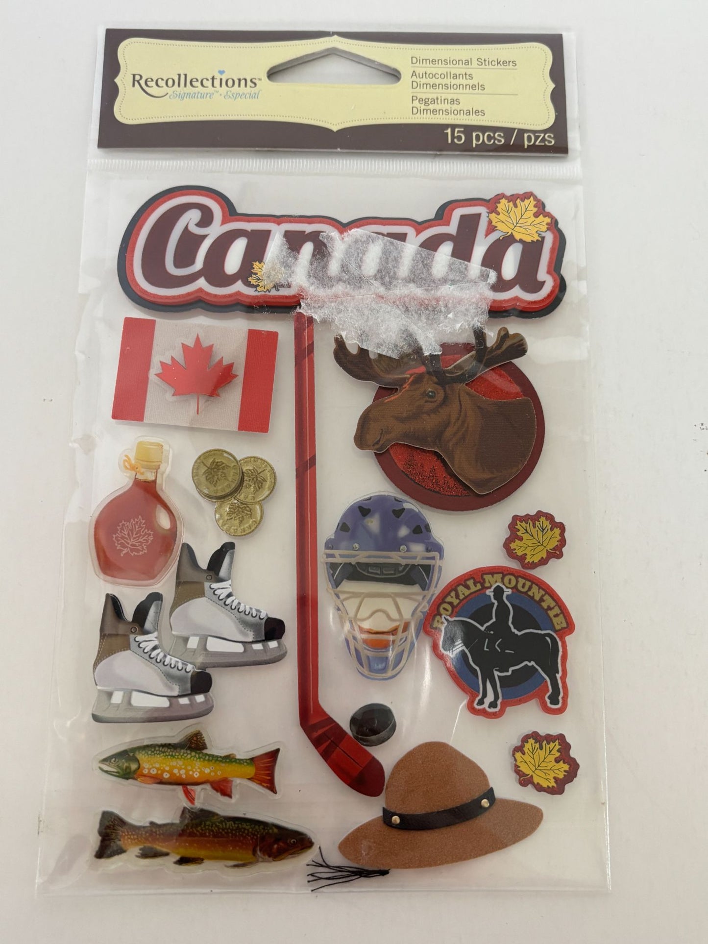 Recollections Dimensional Stickers Canada Theme Moose Mountie Hockey Maple Syrup