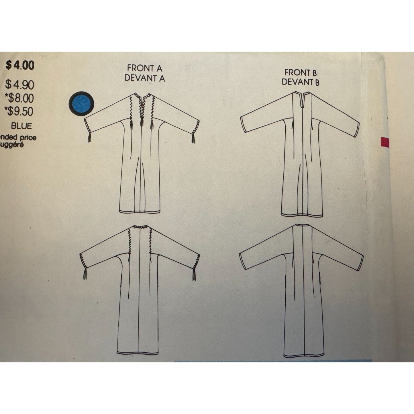 Vogue  Sewing Pattern 8474 Caftan Unisex Boho Kaftan Robe Vintage 80s XS-XL Uncut