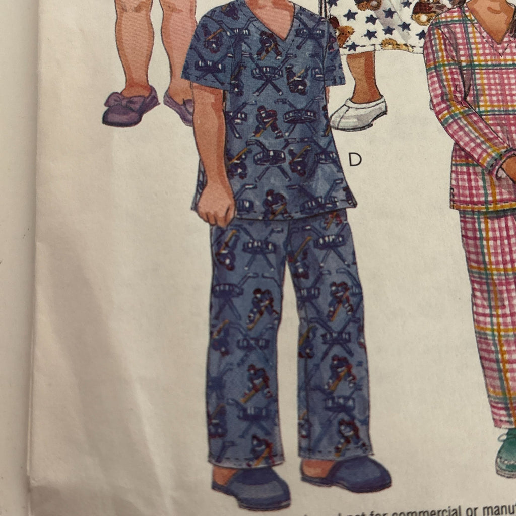 McCalls Sewing Pattern 3016 Childrens Pajamas Nightshirt Top Pants Shorts M L UC