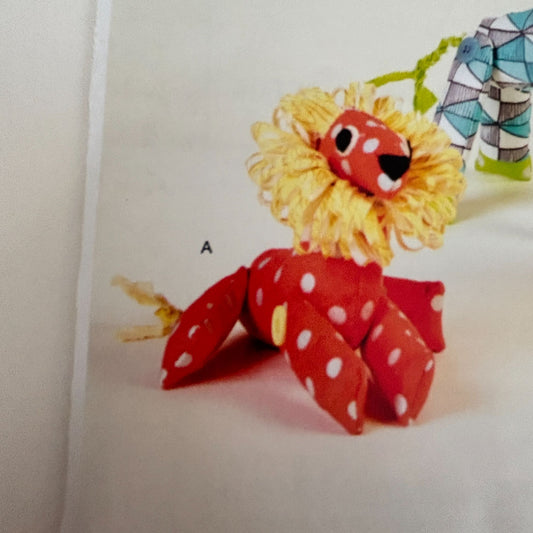 McCalls Sewing Pattern M9336 Stuffed Animal Toys Lion Giraffe Zebra 1 Yard Uncut Plush