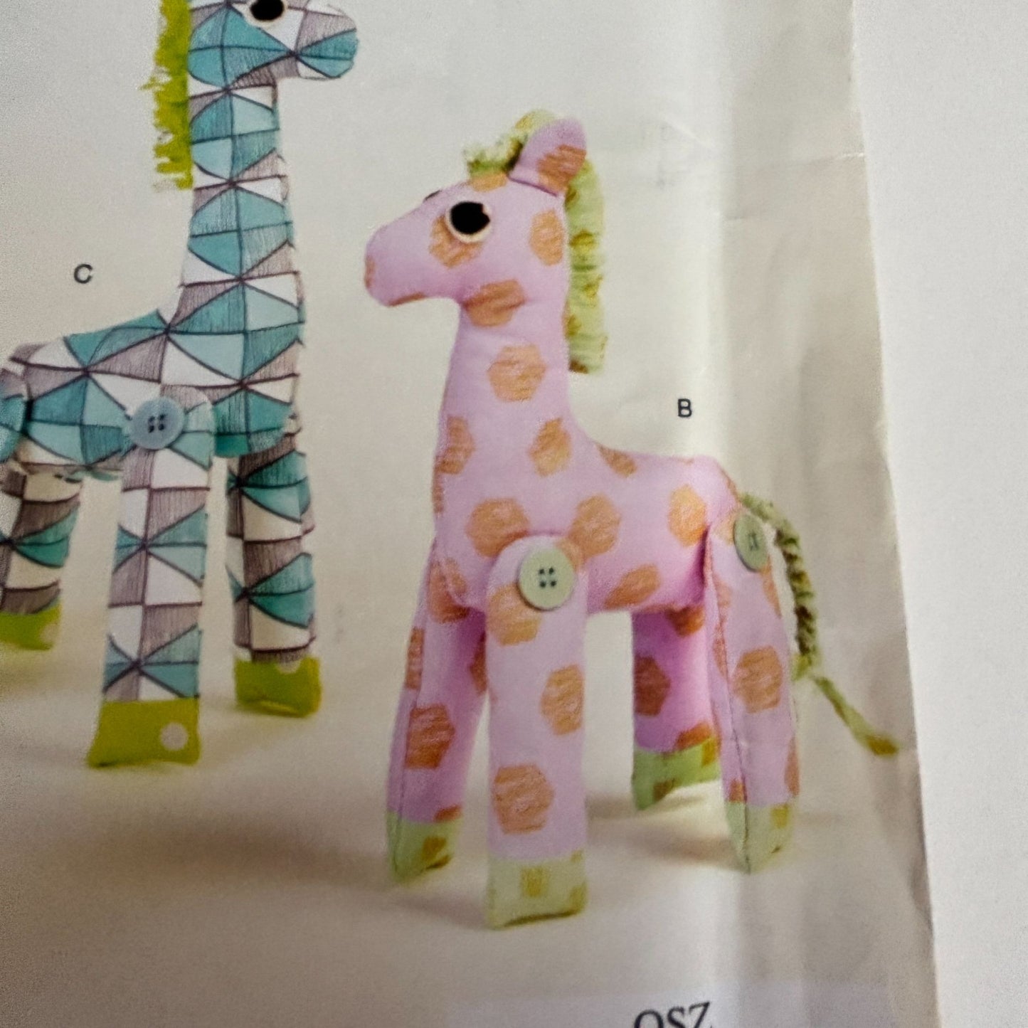 McCalls Sewing Pattern M9336 Stuffed Animal Toys Lion Giraffe Zebra 1 Yard Uncut Plush