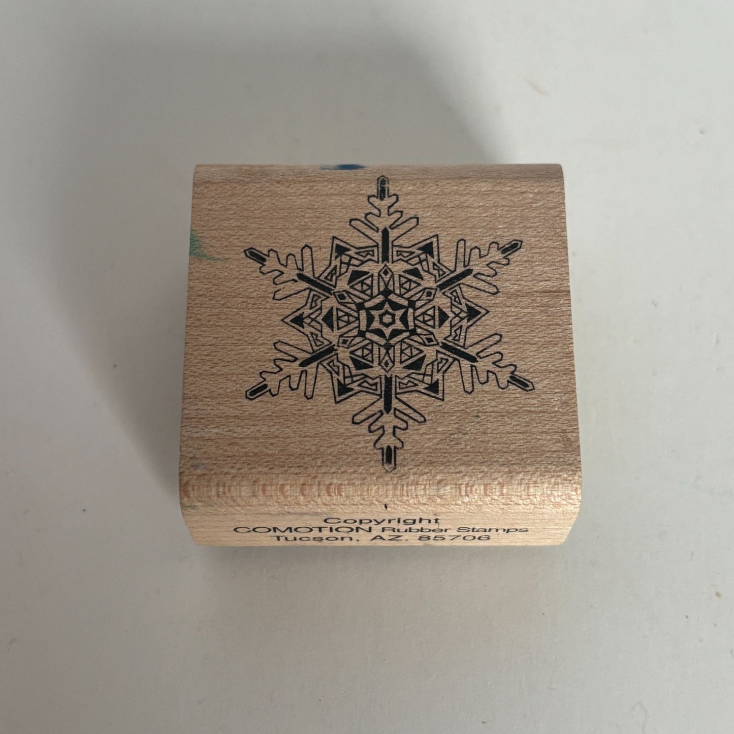 Comotion Rubber Stamp Snowflake Winter Holidays Card Making Snow Wood Mounted
