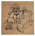Christmas Rubber Stamp Ferret Opens Gift Box Funny Card Making Pet Animal Santa