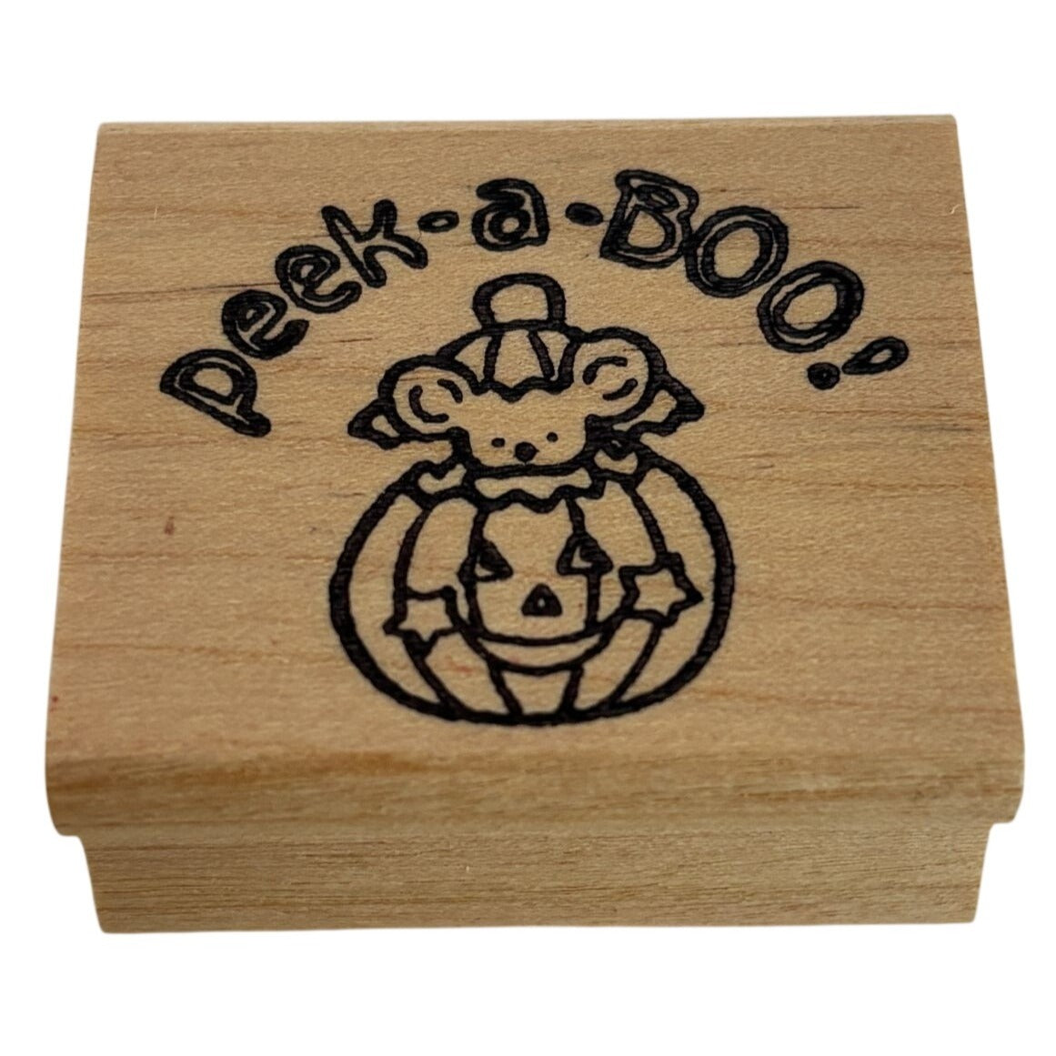 Stamp Affair Rubber Stamp Halloween Peek a Boo Mouse Jack O Lantern Card Making
