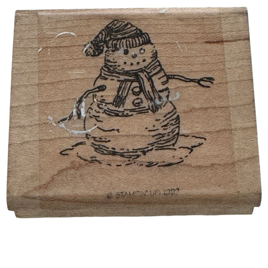 Stampin Up Rubber Stamp Snowman Scarf Hat Christmas Card Making Holiday Craft