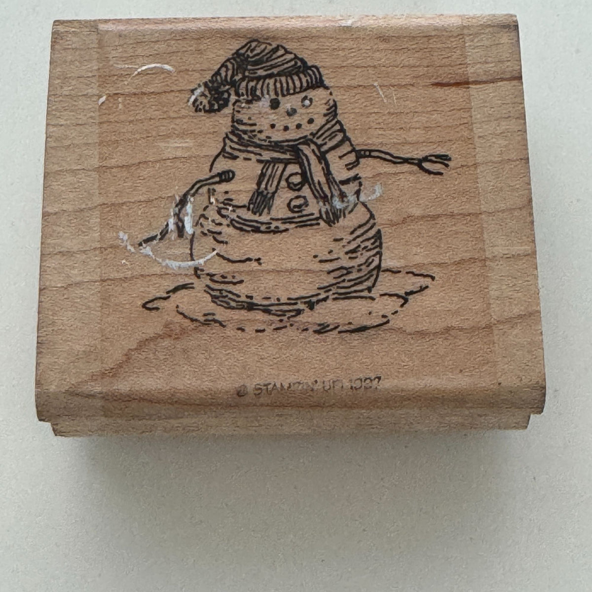 Stampin Up Rubber Stamp Snowman Scarf Hat Christmas Card Making Holiday Craft