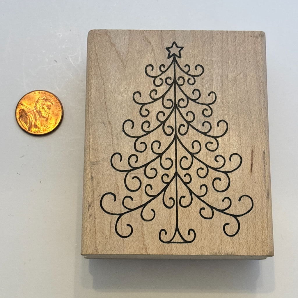 Alias Smith Rowe Rubber Stamp Filigree Christmas Tree Holiday Card Making