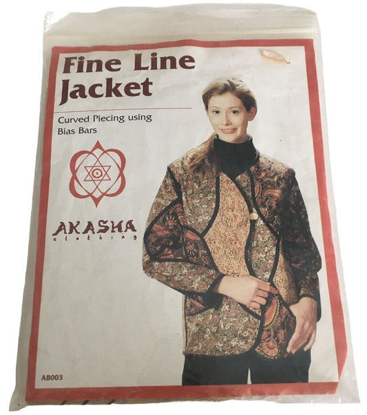 90s Boho Jacket Sewing Pattern Akasha Clothing Fine Line Jacket Patchwork Quilted Style S M L Vintage AB003