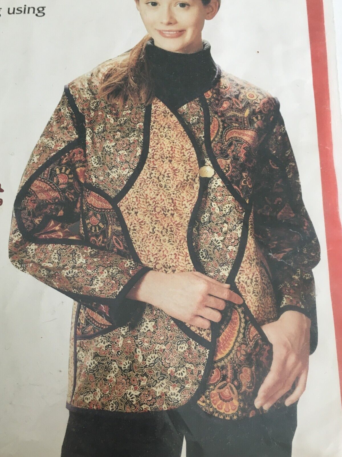 90s Boho Jacket Sewing Pattern Akasha Clothing Fine Line Jacket Patchwork Quilted Style S M L Vintage AB003