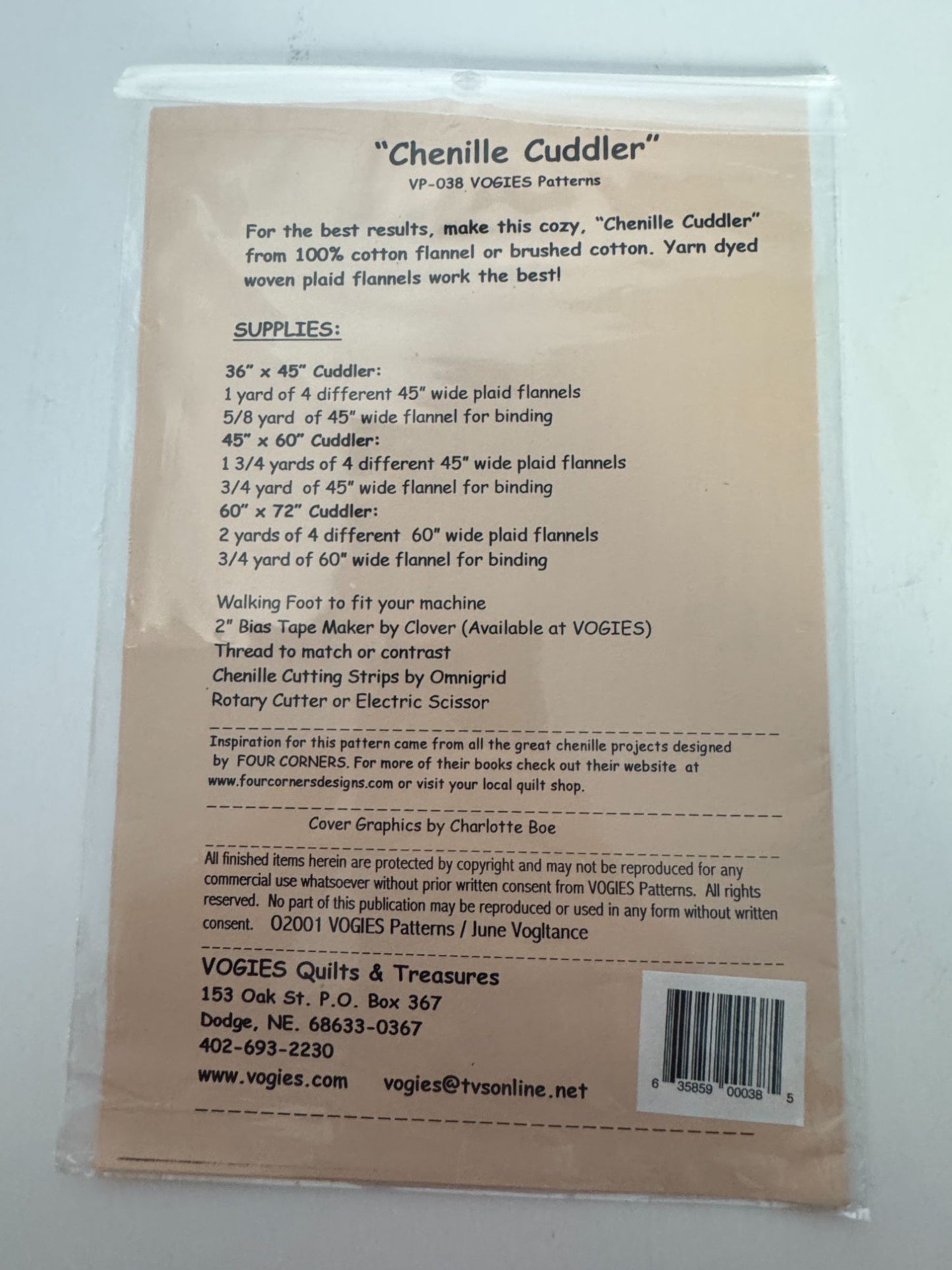 Vogies Quilt Pattern Chenille Cuddler June Voglance Quilting Cozy Winter Flannel