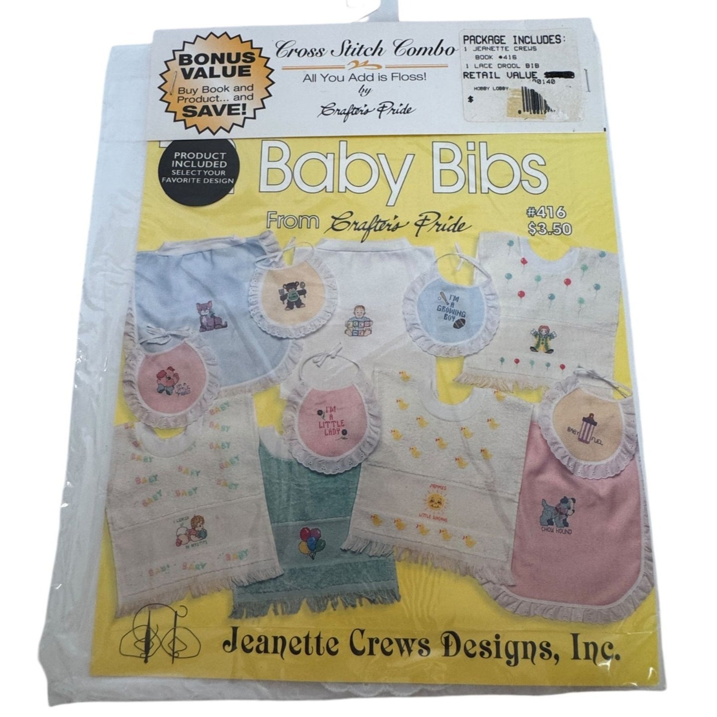Jeanette Crews Designs Cross Stitch Pattern Baby Bibs Crafters Pride Cat Dog 416