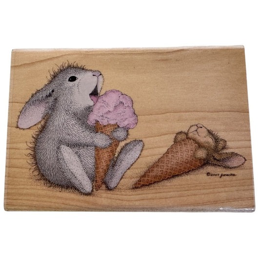Stampabilities House Mouse Rubber Stamp You Snooze You Lose Ice Cream Rabbit Fun