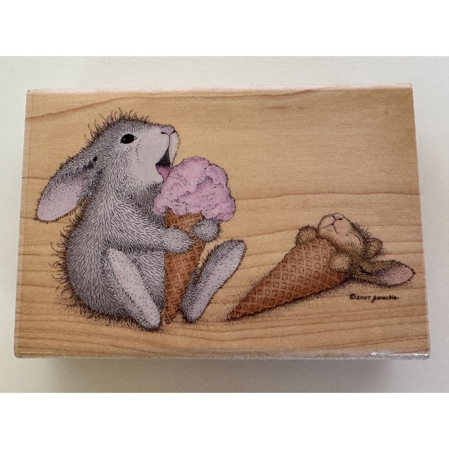 Stampabilities House Mouse Rubber Stamp You Snooze You Lose Ice Cream Rabbit Fun