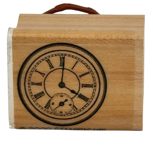 Stampin Up Rubber Stamp Roman Numeral Clock Steampunk Card Making Time Wooden