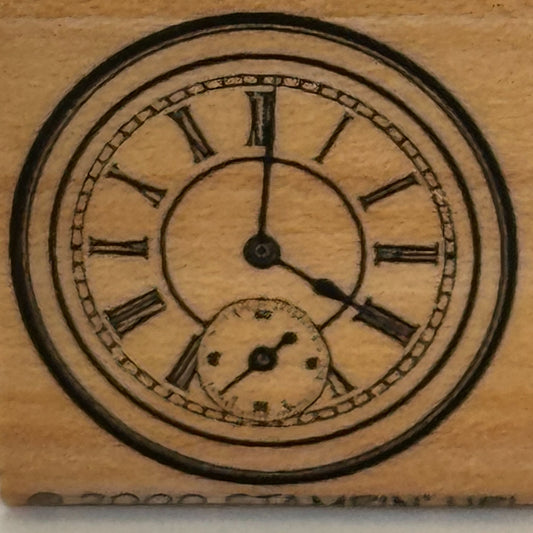 Stampin Up Rubber Stamp Roman Numeral Clock Steampunk Card Making Time Wooden