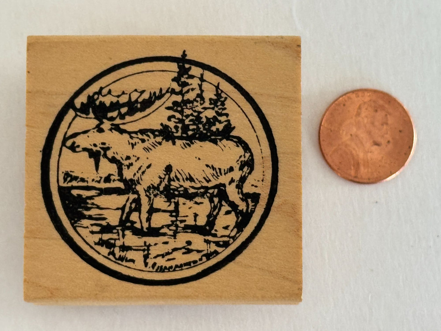 Northwoods Rubber Stamp Moose Circle Forest Woods Nature Animal Outdoors Alaska