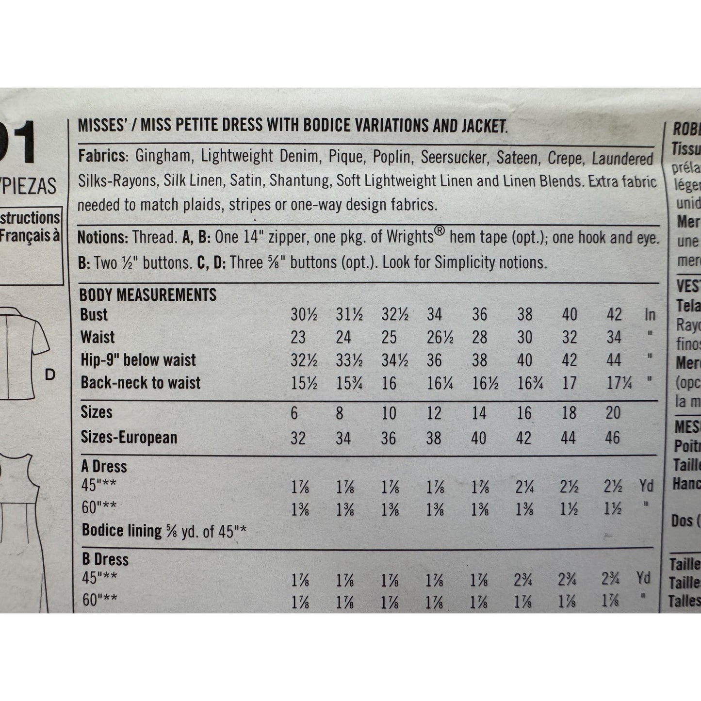 Simplicity Sewing Pattern 4991 Work Dress Sleeveless Jacket Easy 14 16 18 20 UC