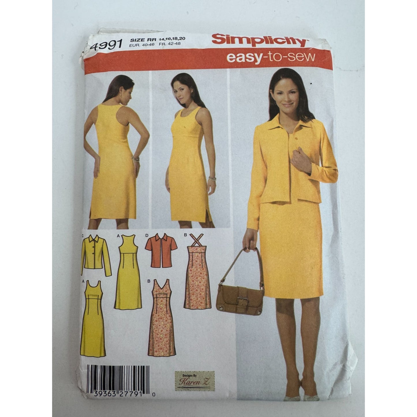 Simplicity Sewing Pattern 4991 Work Dress Sleeveless Jacket Easy 14 16 18 20 UC