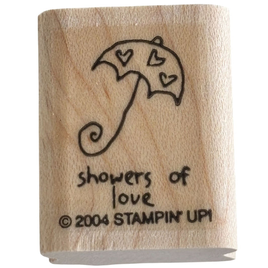 Stampin Up Rubber Stamp Showers of Love Umbrella Cardmaking Words Baby Shower Sentiment