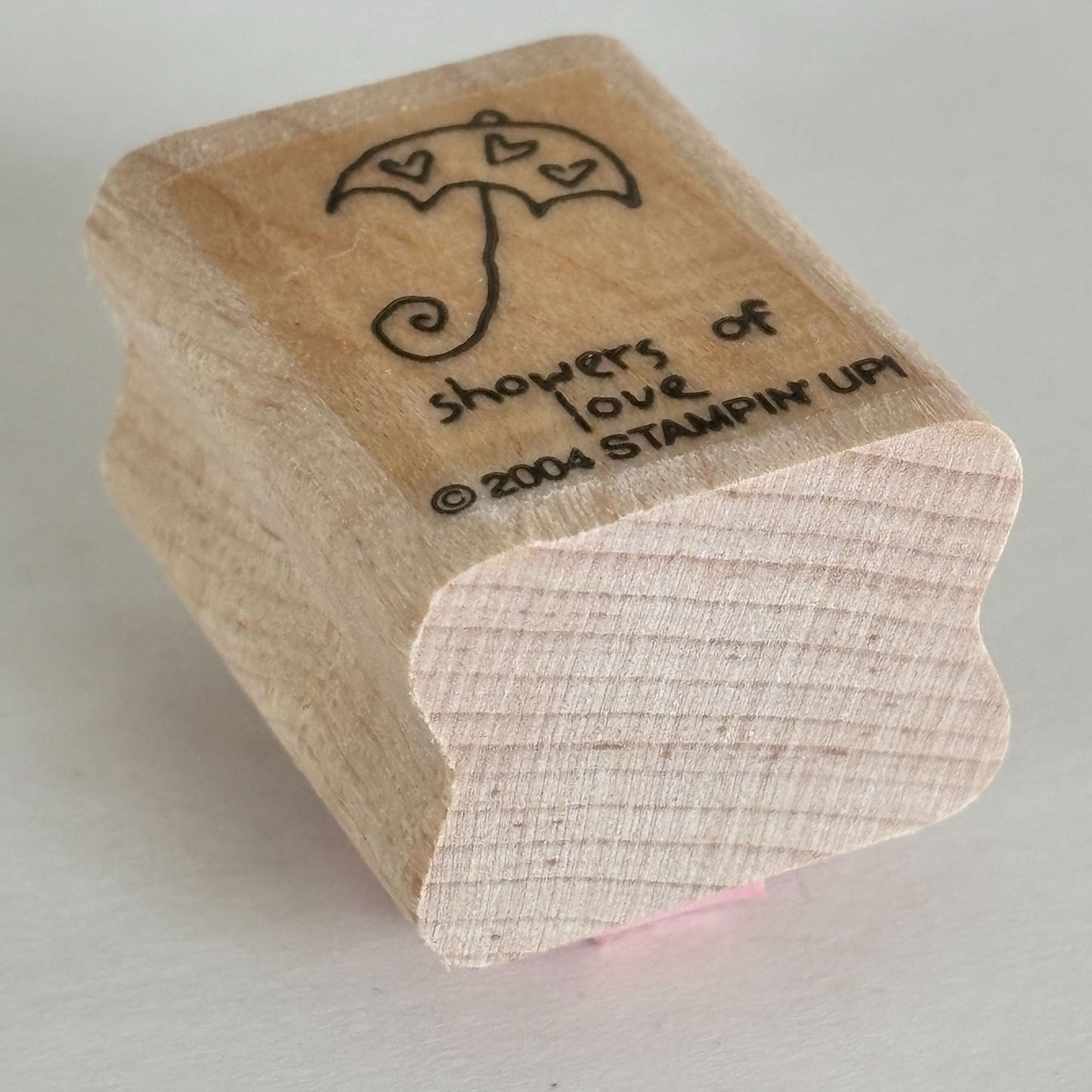 Stampin Up Rubber Stamp Showers of Love Umbrella Cardmaking Words Baby Shower Sentiment