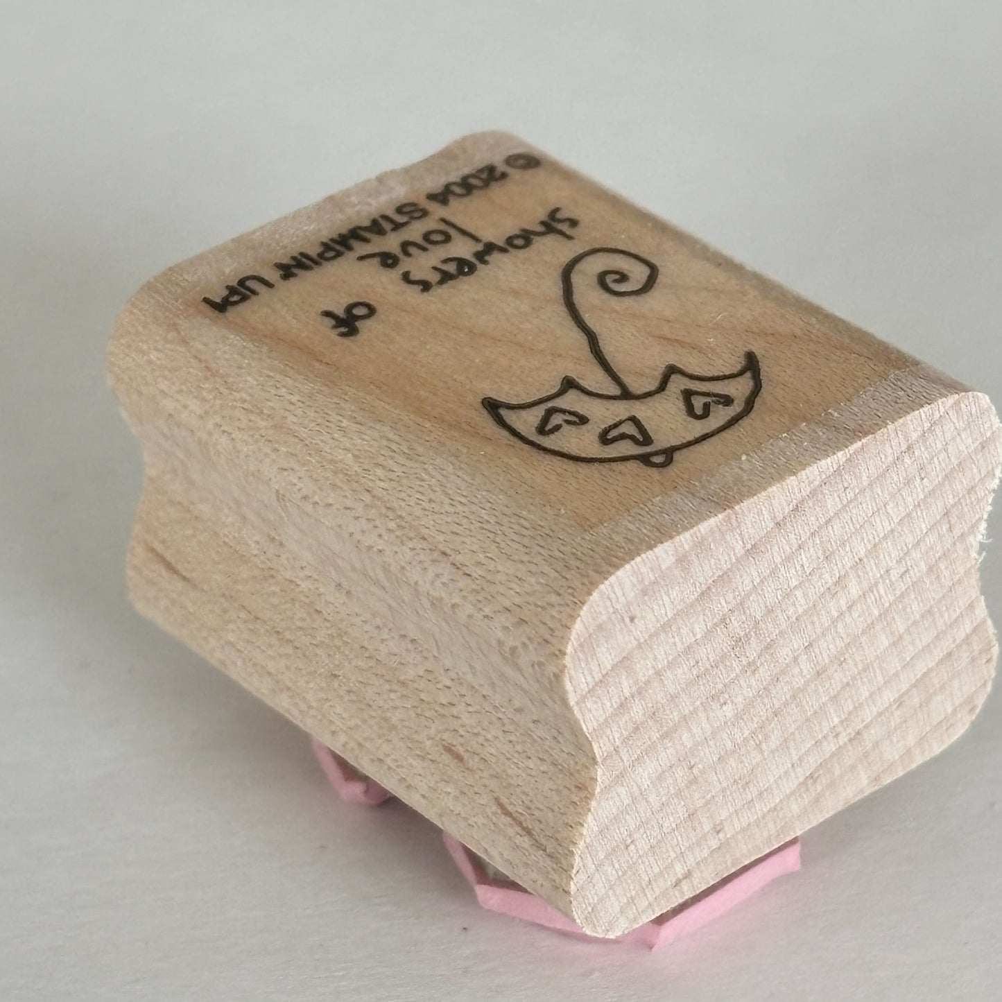 Stampin Up Rubber Stamp Showers of Love Umbrella Cardmaking Words Baby Shower Sentiment