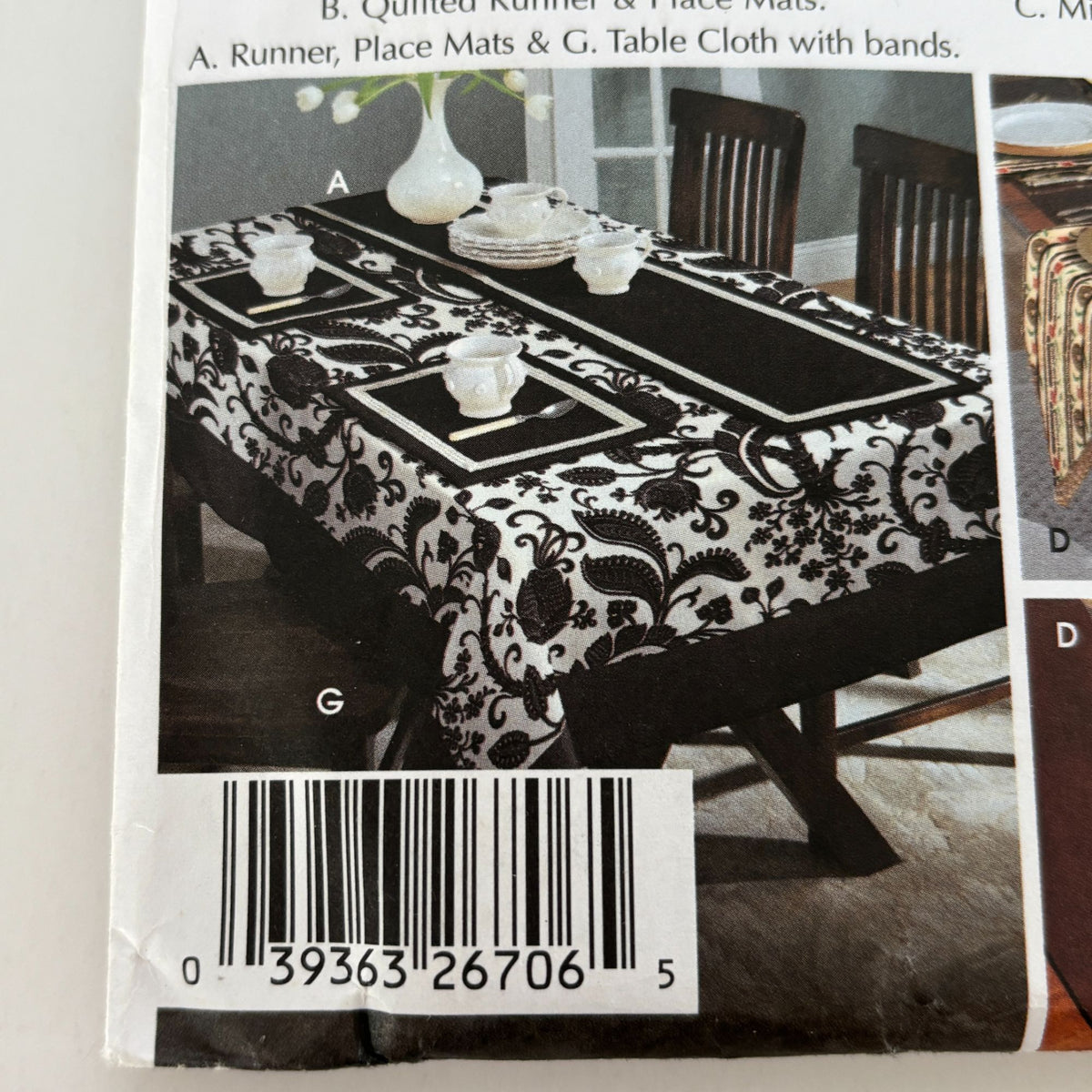 Simplicity Home Decorating Sewing Pattern 5530 Table Top Accessories Chair Pad