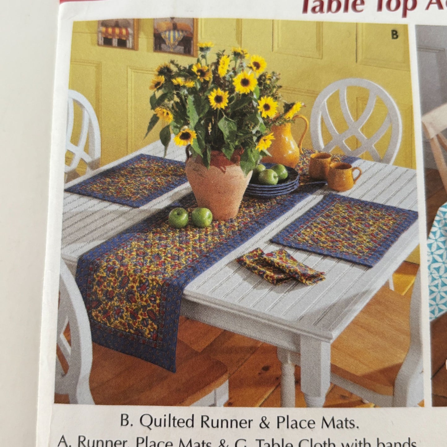 Simplicity Home Decorating Sewing Pattern 5530 Table Top Accessories Chair Pad