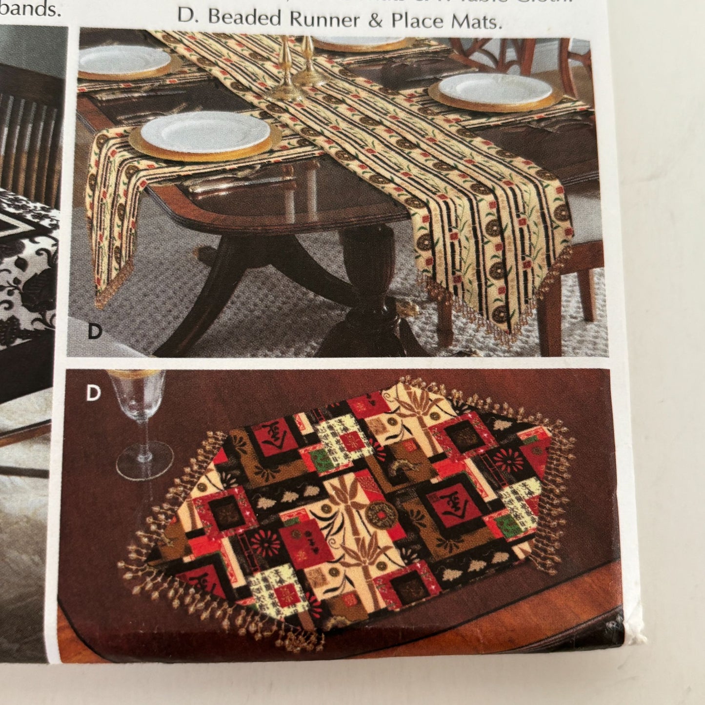 Simplicity Home Decorating Sewing Pattern 5530 Table Top Accessories Chair Pad