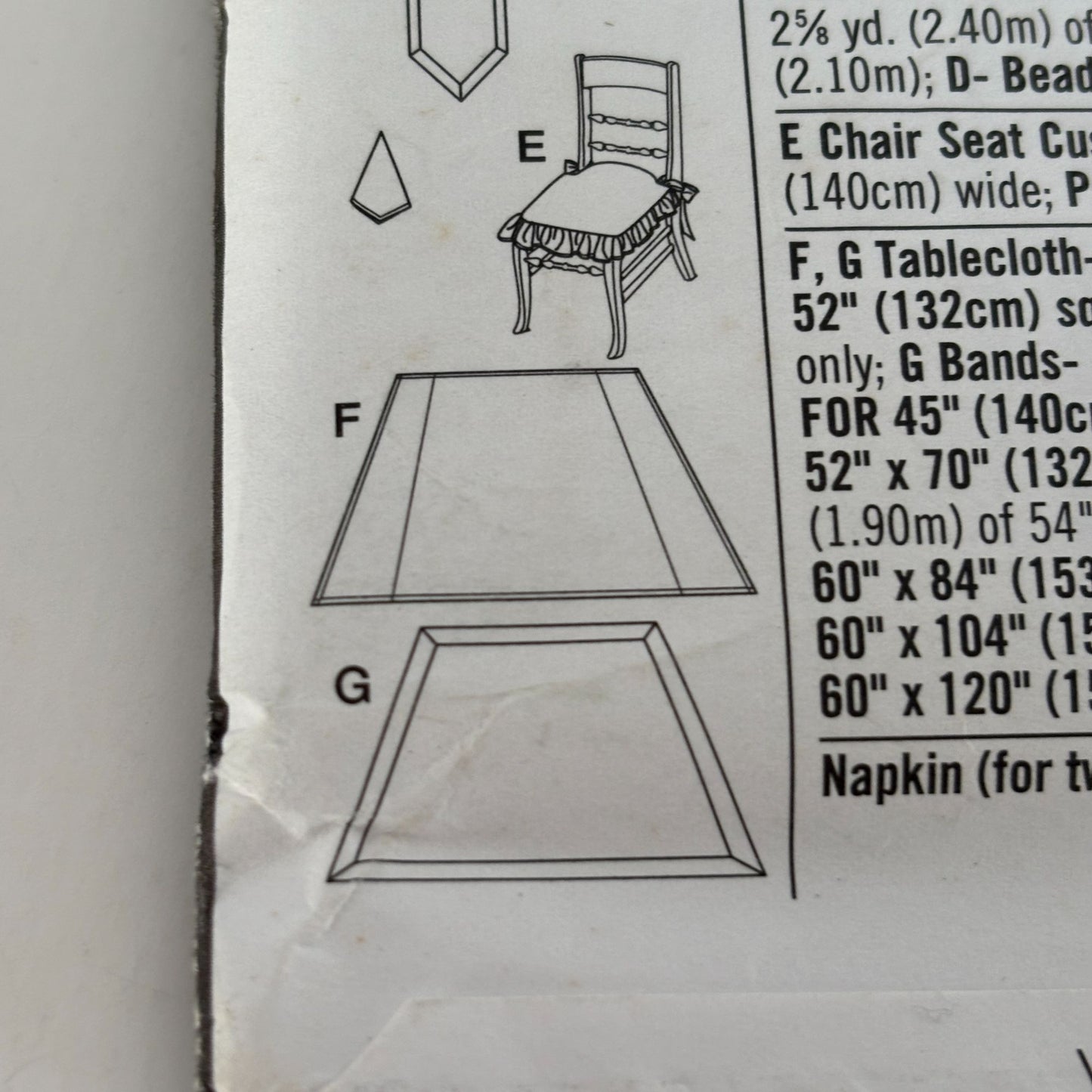 Simplicity Home Decorating Sewing Pattern 5530 Table Top Accessories Chair Pad