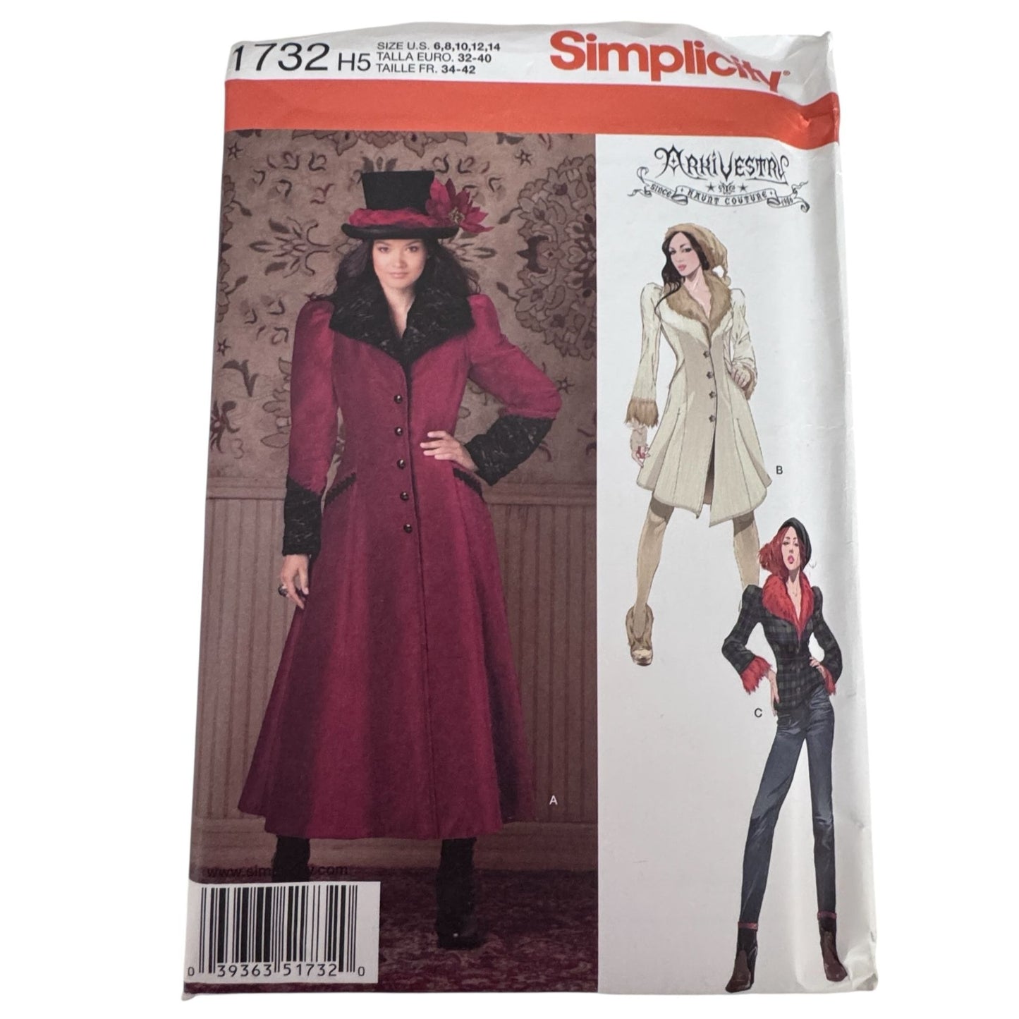 Simplicity Sewing Pattern 1732 Steampunk Coat Jacket Arkivestry Gothic 6-14 Uncut Halloween Costume