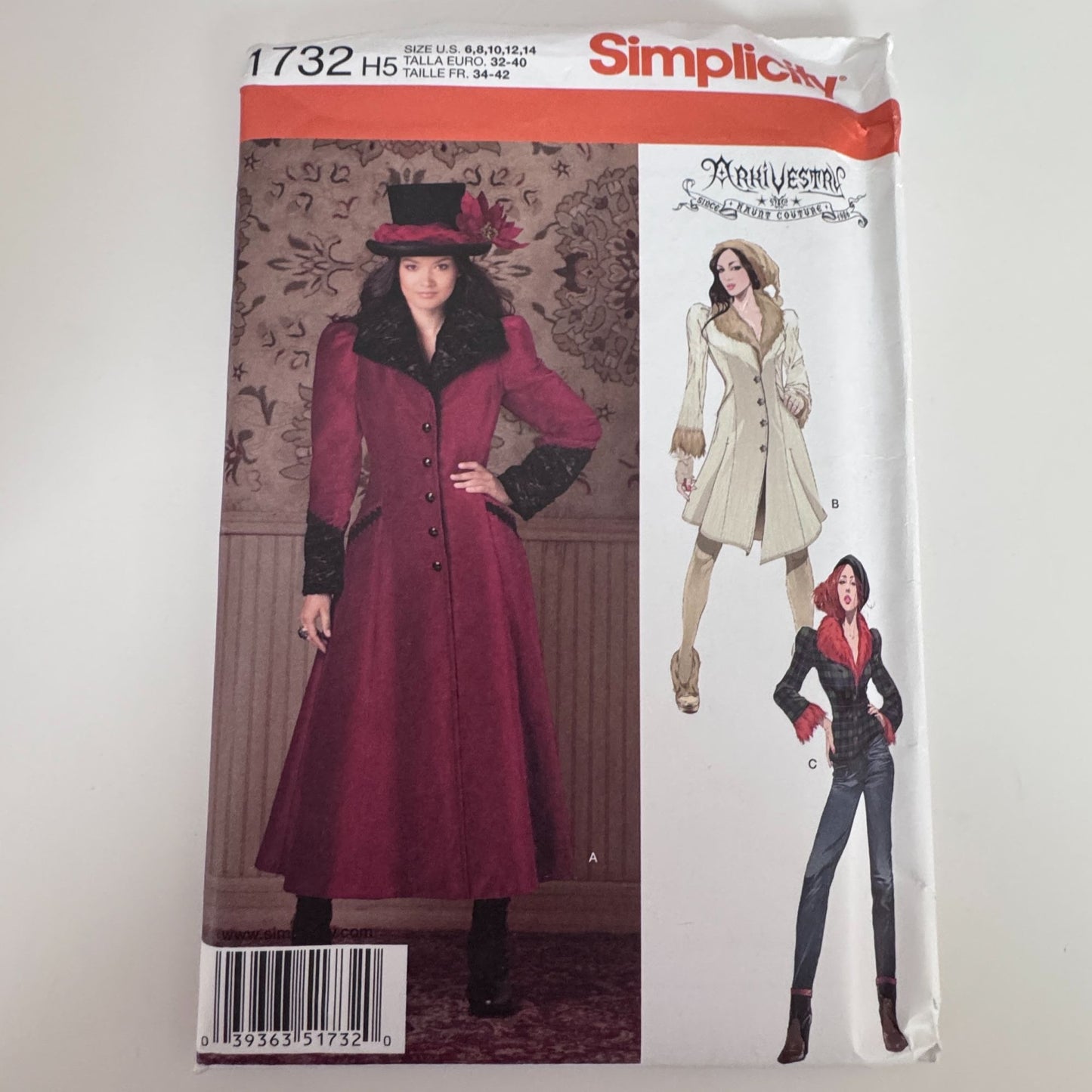Simplicity Sewing Pattern 1732 Steampunk Coat Jacket Arkivestry Gothic 6-14 Uncut Halloween Costume