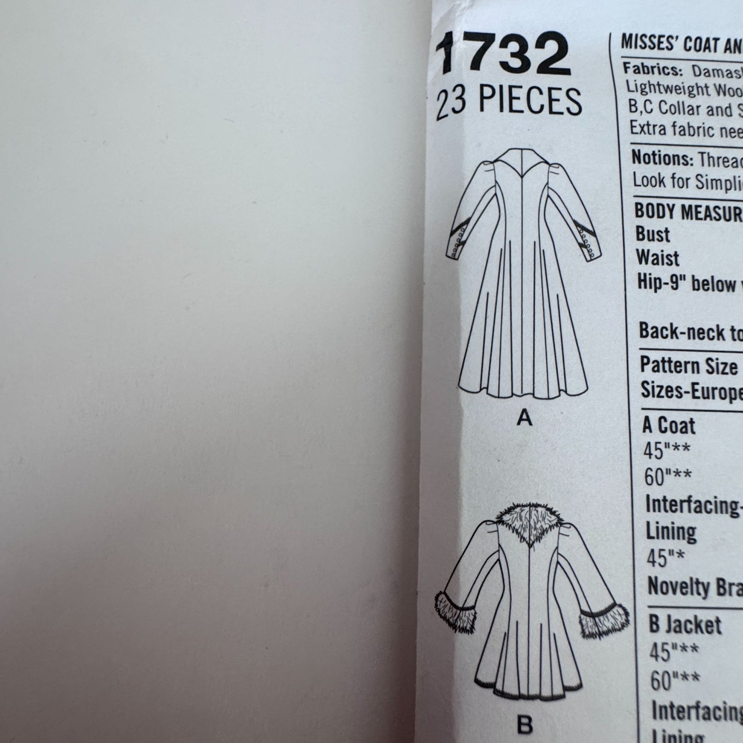 Simplicity Sewing Pattern 1732 Steampunk Coat Jacket Arkivestry Gothic 6-14 Uncut Halloween Costume