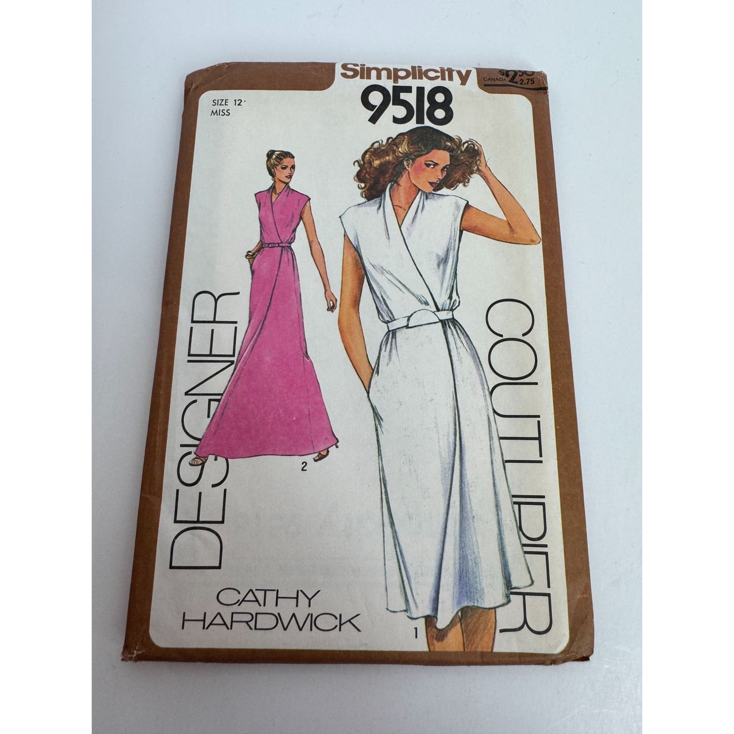 Simplicity Sewing Pattern 9518 Mock-Wrap Dress Vintage 1980 Pockets Size 12 UC
