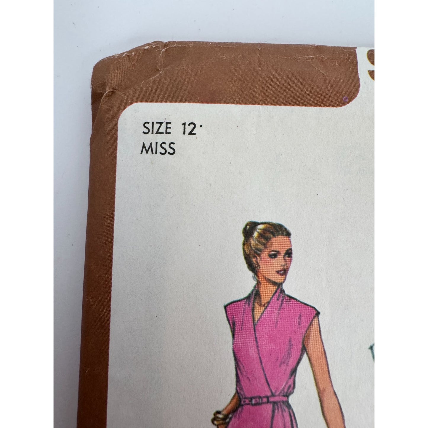 Simplicity Sewing Pattern 9518 Mock-Wrap Dress Vintage 1980 Pockets Size 12 UC