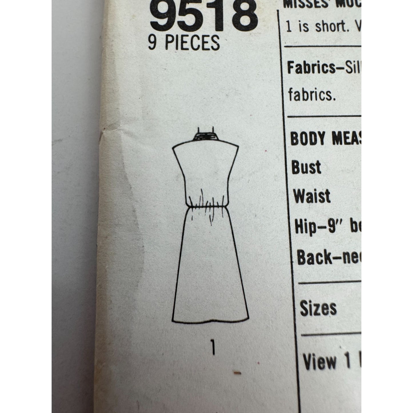 Simplicity Sewing Pattern 9518 Mock-Wrap Dress Vintage 1980 Pockets Size 12 UC