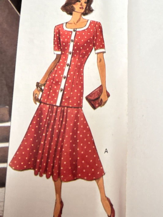 Butterick Sewing Pattern 6636 Misses Top and Skirt Career Work 1990s 6 8 10 UC