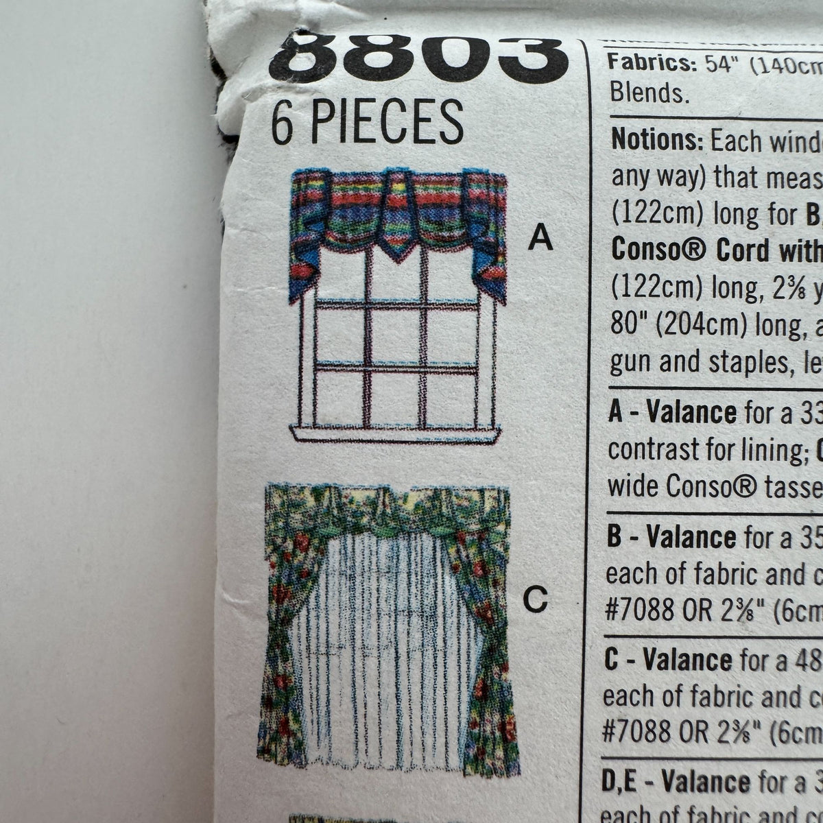 Simplicity Sewing Pattern 8803 Window Curtain Panels Valances Home Decor Uncut