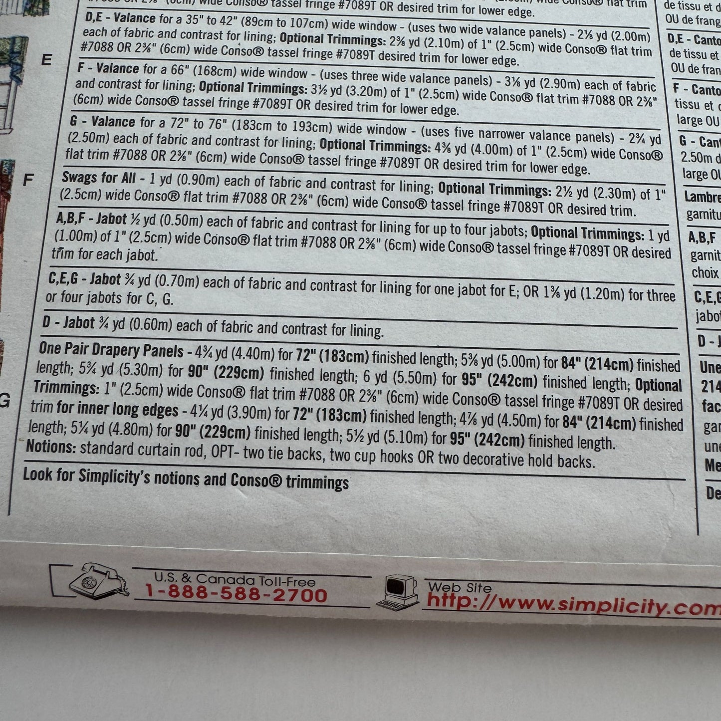 Simplicity Sewing Pattern 8803 Window Curtain Panels Valances Home Decor Uncut