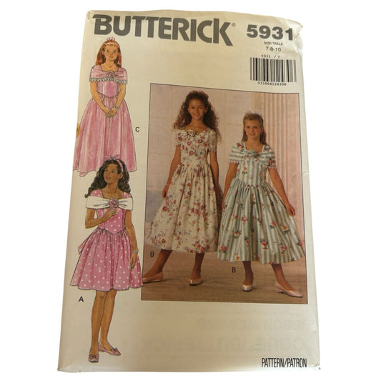 Butterick Sewing Pattern 5931 Flower Girls Dress Easter Church Wedding 7 8 10 UC