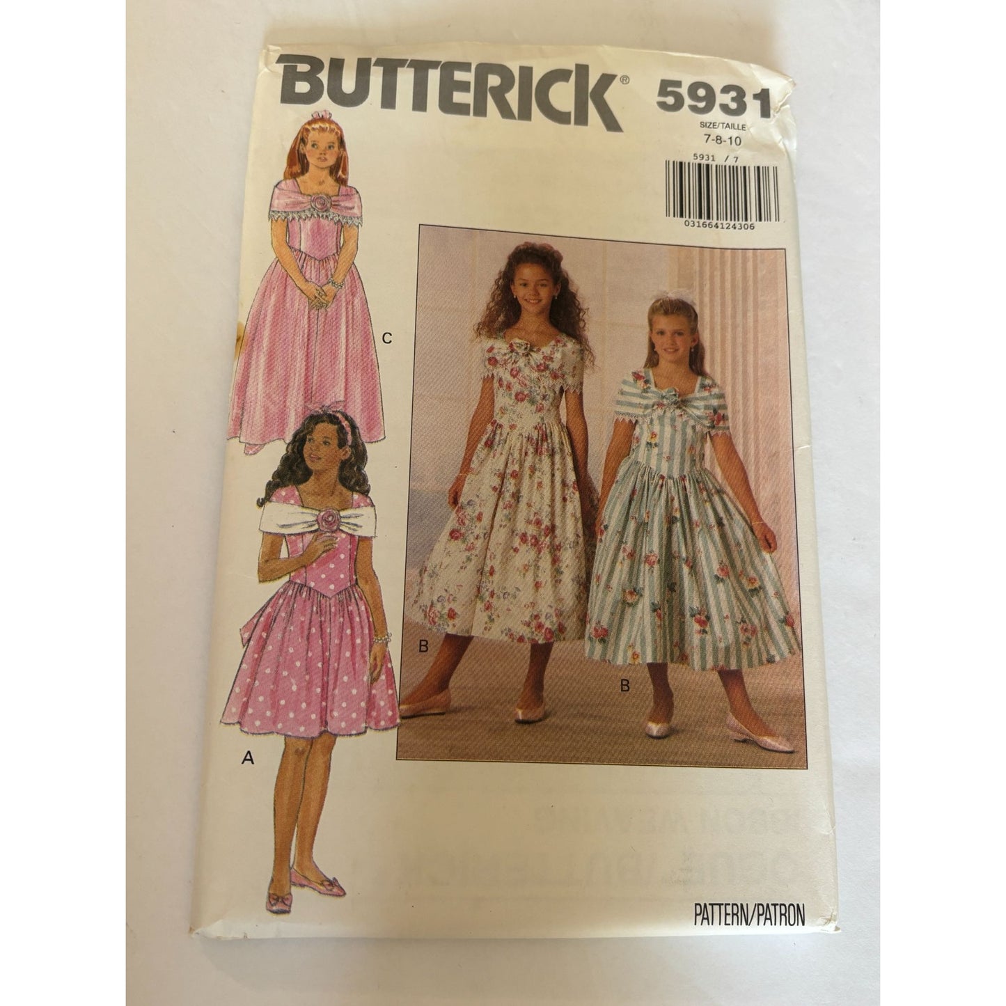 Butterick Sewing Pattern 5931 Flower Girls Dress Easter Church Wedding 7 8 10 UC