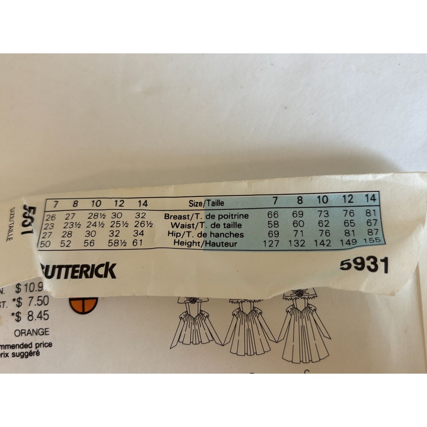 Butterick Sewing Pattern 5931 Flower Girls Dress Easter Church Wedding 7 8 10 UC
