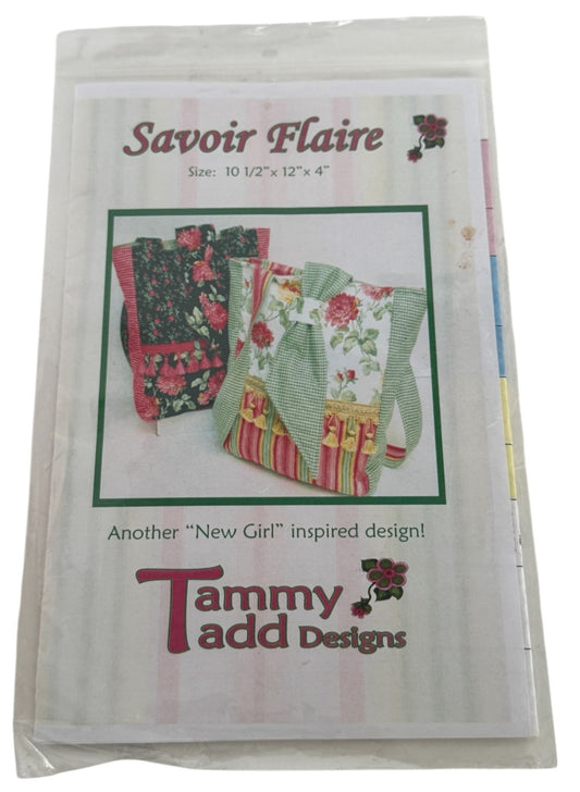 Tammy Tadd Designs Sewing Pattern Savoir Flaire Quilted Tote Bag Purse Florals