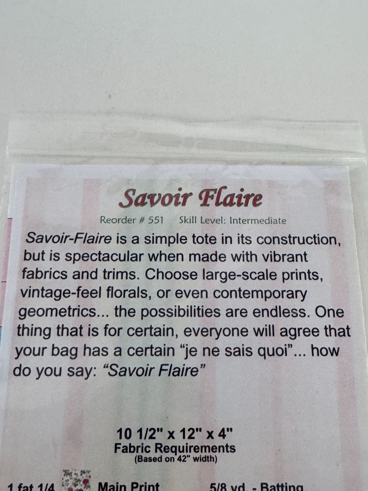 Tammy Tadd Designs Sewing Pattern Savoir Flaire Quilted Tote Bag Purse Florals