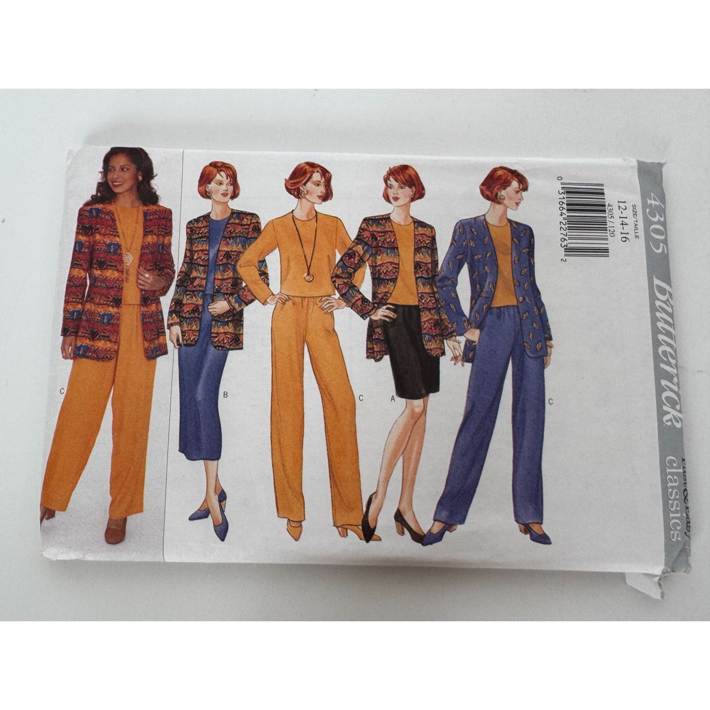 Butterick Sewing Pattern 4305  Jacket Top Skirt Pants 12 14 16 Classics 1990s UC