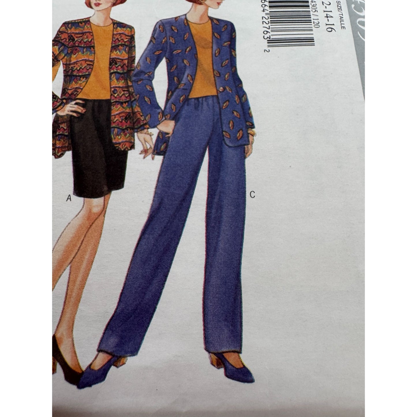 Butterick Sewing Pattern 4305  Jacket Top Skirt Pants 12 14 16 Classics 1990s UC
