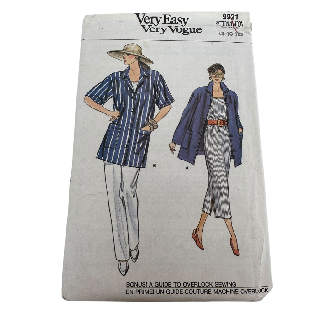 Vogue Sewing Pattern 9921 Shirt Dress Pants Set 1980s Vintage Outfit 8 10 12 UC