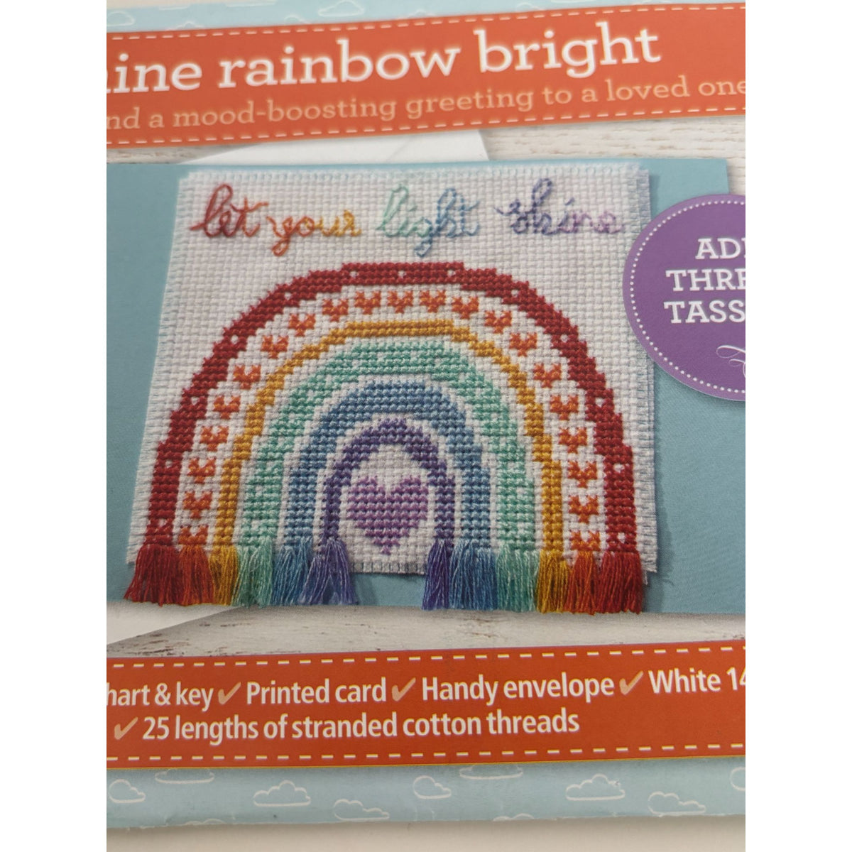 The World of Cross Stitching Cross Stitch Greeting Card Kit Shine Rainbow Bright
