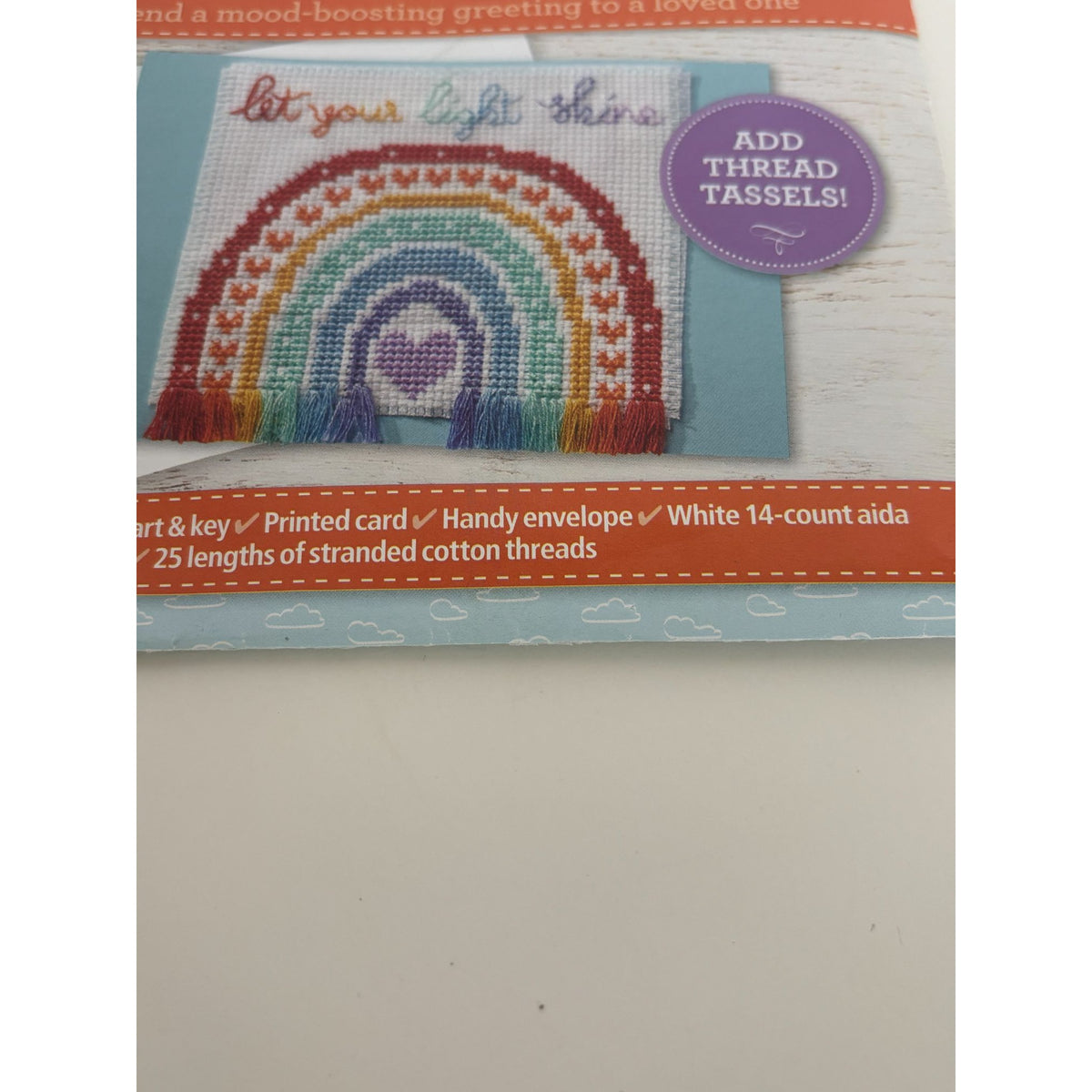 The World of Cross Stitching Cross Stitch Greeting Card Kit Shine Rainbow Bright