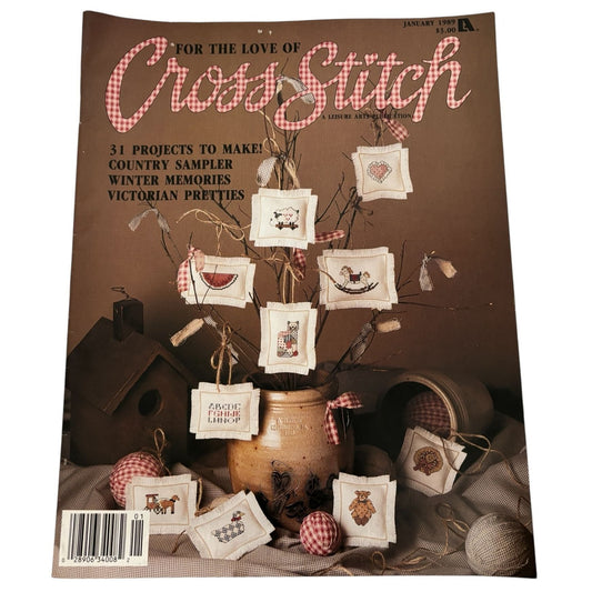 For The Love Of Cross Stitch Magazine January 1989 Country Sampler Patterns Cat